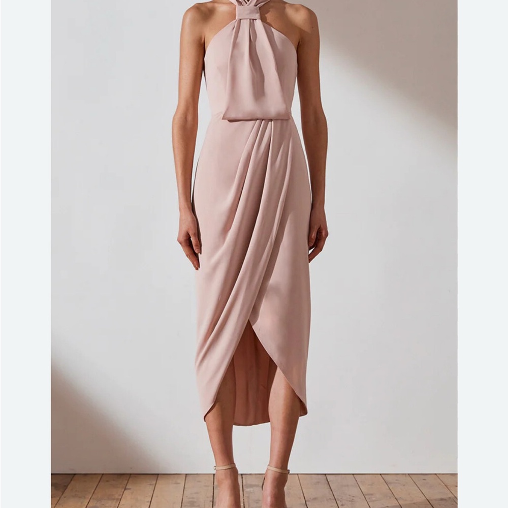 Pink One Shoulder Halter Sundress for Weddings